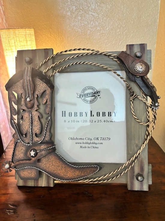 Hobby Lobby Other - Hobby Lobby Bronze and Brown Western Cowboy Boot Picture Frame